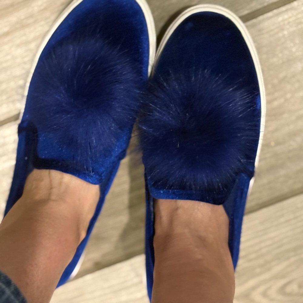 Betsey Johnson Blue Furry Sneakers